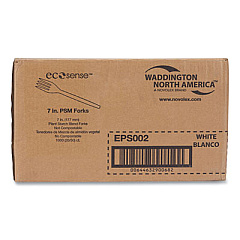 Eco-Products EcoSense Renewable Plant Starch Cutlery, Fork, Plastic, Cream, 50/Pack, 20 Packs/Carton (EPS002)