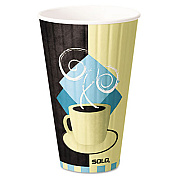Dart Duo Shield Insulated Paper Hot Cups, 20 oz, Tuscan Cafe, Chocolate/Blue/Beige, 350/Carton (IC20J7534)