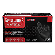 GloveWorks by AMMEX Heavy-Duty Industrial Nitrile Gloves, Powder-Free, XX-Large, 6 mil Thick, 9.5" Long, Black, 100/Box, 10 Boxes/Carton (GWBN49100)