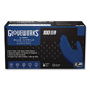 GloveWorks by AMMEX Heavy-Duty Industrial Nitrile Gloves, Powder-Free, Medium, 6 mil Thick, 9.5" Long, Royal Blue, 100/Box, 10 Boxes/Carton (GWRBN44100)