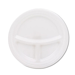 Dart Mediumweight Foam Plates, 3-Compartment Plate, 9" dia, White, 125/Pack (9CPWQRPK)