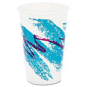 Dart Jazz Waxed Paper Cold Cups, 16oz, Tide Design, 1000/carton (RW16J)