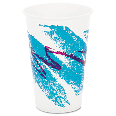 Dart Jazz Waxed Paper Cold Cups, 16oz, Tide Design, 1000/carton (RW16J)