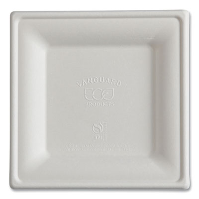 Eco-Products Vanguard Renewable and Compostable Sugarcane Plates, 6 x 6, White, 500/Carton (EPP021NFA)