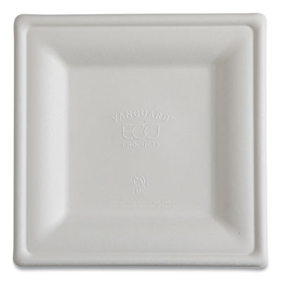 Eco-Products Vanguard Renewable and Compostable Sugarcane Plates, 10 x 10, White, 250/Carton (EPP023NFA)