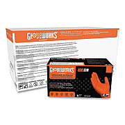 GloveWorks by AMMEX Heavy-Duty Industrial Nitrile Gloves, Powder-Free, XX-Large, 8 mil Thick, 9.5" Long, Orange, 100/Box, 10 Boxes/Carton (GWON49100CT)