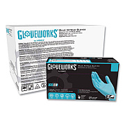 GloveWorks by AMMEX Industrial Nitrile Gloves, Powder-Free, Small, 5 mil (Palm), 6 mil (Fingers), 9.5" Long, Blue, 100/Box, 10 Boxes/Carton (INPF42100)