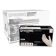GloveWorks by AMMEX Latex Disposable Gloves, Powder-Free, Small, 4 mil Thick, 9.5" Long, Ivory, 100/Box, 10 Boxes/Carton (TLF42100)