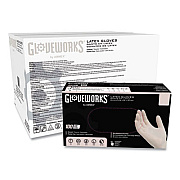 GloveWorks by AMMEX Latex Disposable Gloves, Powder-Free, Large, 4 mil Thick, 9.5" Long, Ivory, 100/Box, 10 Boxes/Carton (TLF46100)