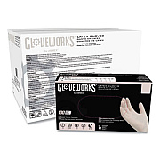 GloveWorks by AMMEX Latex Disposable Gloves, Powder-Free, X-Large, 4 mil Thick, 9.5" Long, Ivory, 100/Box, 10 Boxes/Carton (TLF48100)