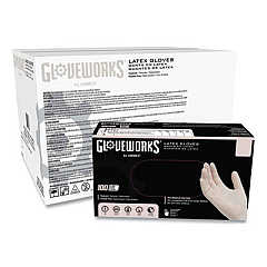 GloveWorks by AMMEX Latex Disposable Gloves, Powder-Free, X-Large, 4 mil Thick, 9.5" Long, Ivory, 100/Box, 10 Boxes/Carton (TLF48100)