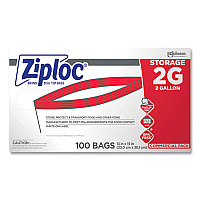 Ziploc Double Zipper Storage Bags, 2 Gallon, 15" x 13", Clear, 100/Carton (682253)