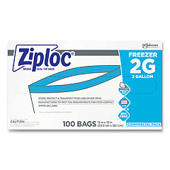 Ziploc Zipper Freezer Bags, 2 gal, 13" x 15.5", Clear, 100/Carton (682254)