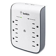 Belkin SurgePlus USB Wall Mount Charger, 6 AC Outlets/2 USB Ports, 900 J, White/Black (BSV602TT)