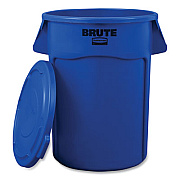 Rubbermaid Commercial BRUTE Self-Draining Flat Top Lids, for 44-gal Round Brute Container, 24.5 dia, Blue, 4/Carton (1779636CT1)