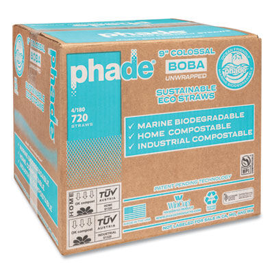 phade Marine Biodegradable Straws, Boba Straws, 9", Ocean Blue, 720/Carton (511208)