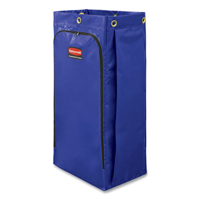 Vinyl Cleaning Cart Bag for Rubbermaid Commercial High-Capacity Cleaning Carts, 34 gal, 10.5" x 17.5" x 33", Blue (1966883)