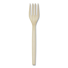 Eco-Products EcoSense Renewable Plant Starch Cutlery, Fork, Plastic, Cream, 50/Pack (EPS002PK)
