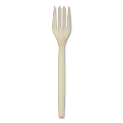 Eco-Products EcoSense Renewable Plant Starch Cutlery, Fork, Plastic, Cream, 50/Pack (EPS002PK)