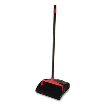 O-Cedar Commercial Maxi-Plus Lobby Dust Pan with Rear Wheels, 13 x 35, 30" Handle, Plastic, Black, 6/Carton (96208CT)