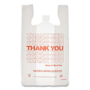 AmerCareRoyal Thank You Bags, Thank You - Have a Nice Day Labeling, Cut-Out Handles, 13" x 8" x 23", White/Red, 1,000/Carton (RPTYB6FS)