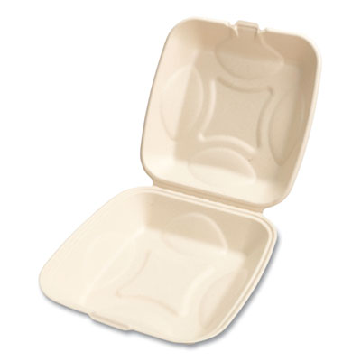 Boardwalk Bagasse PFAS-Free Food Containers, 9 x 9 x 3.19, Tan, Sugarcane, 100/Sleeve, 2 Sleeves/Carton (HNGE991CNPFA)