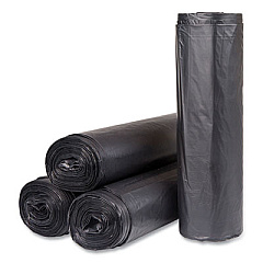 Inteplast Group High-Density Commercial Can Liners, 56 gal, 22 mic, 43" x 48", Black, Interleaved Roll, 25 Bags/Roll, 6 Rolls/Carton (S434822K)