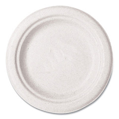Vegware Nourish Molded Fiber Tableware, Compostable, Plate, Sugarcane, 6" dia, White, 1,000/Carton (VWP016NFA)