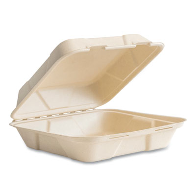 Vegware Nourish Molded Fiber Takeout Container, Compostable, 9 x 10 x 2, Natural, Sugarcane, 200/Carton (VWHC101NFA)