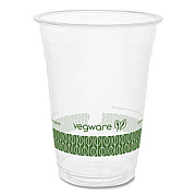 Vegware 96-Series Cold Cup, 16 oz, Plastic, Clear/Green, 1,000/Carton (R500YG)
