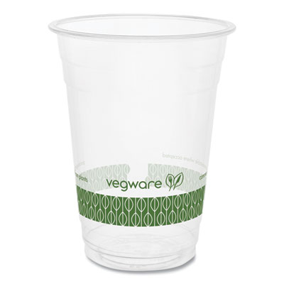 Vegware 96-Series Cold Cup, 16 oz, Plastic, Clear/Green, 1,000/Carton (R500YG)