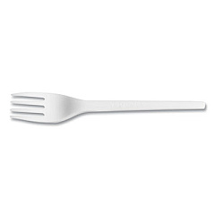 Vegware White CPLA Cutlery, General Purpose Fork, Plastic, White, 1,000/Carton (VWFK65)