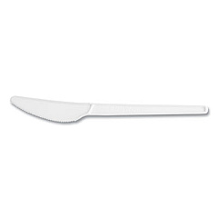Vegware White CPLA Cutlery, General Purpose Knife, Plastic, White, 1,000/Carton (VWKN65)