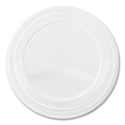 89 Series Hot Cup Lids, Fits Vegware 89-Series Hot Cups, Plastic, White, 1,000/Carton (VLID89S)
