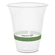 Vegware 96-Series Cold Cup, 12 oz, Plastic, Clear/Green, 1,000/Carton (R360YG)