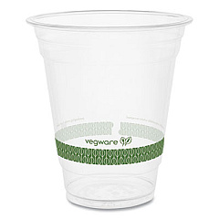 Vegware 96-Series Cold Cup, 12 oz, Plastic, Clear/Green, 1,000/Carton (R360YG)