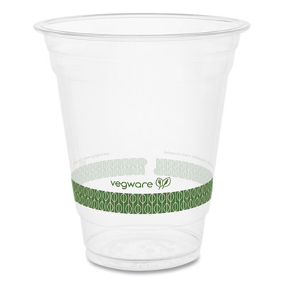 Vegware 96-Series Cold Cup, 12 oz, Plastic, Clear/Green, 1,000/Carton (R360YG)