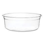 Vegware Round Deli Pots, Compostable, 8 oz, 4.6" Diameter x 1.5" h, Clear, Plastic, 500/Carton (CFDC08)