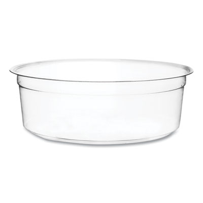 Vegware Round Deli Pots, Compostable, 8 oz, 4.6" Diameter x 1.5" h, Clear, Plastic, 500/Carton (CFDC08)