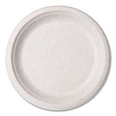 Vegware Nourish Molded Fiber Tableware, Compostable, Plate, Sugarcane, 9" dia, White, 500/Carton (VWP013NFA)