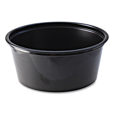 Fabri-Kal Portion Cups, 3.25 oz, Plastic, Black, 125/Sleeve, 20 Sleeves/Carton (PC325B)