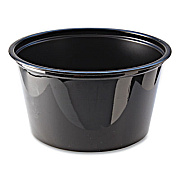 Fabri-Kal Portion Cups, 4 oz, Plastic, Black, 125/Sleeve, 20 Sleeves/Carton (PC400B)