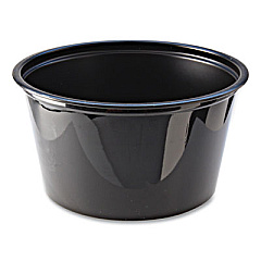Fabri-Kal Portion Cups, 4 oz, Plastic, Black, 125/Sleeve, 20 Sleeves/Carton (PC400B)