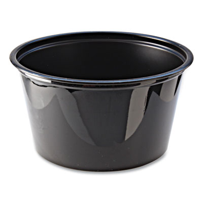 Fabri-Kal Portion Cups, 4 oz, Plastic, Black, 125/Sleeve, 20 Sleeves/Carton (PC400B)