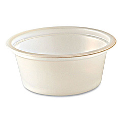 Fabri-Kal Portion Cups, Squat, 1 oz, Plastic, Translucent, 125/Sleeve, 20 Sleeve/Carton (PC100S)