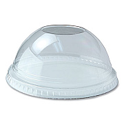 Fabri-Kal Kal-Clear/Nexclear Drink Cup Lids, Dome Lid with 1" Hole, Fits 5 oz to 24 oz Cold Cups, Plastic, Clear, 1,000/Carton (DLKC1624)