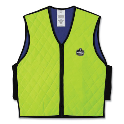 ergodyne Chill-Its 6665 Embedded Polymer Cooling Vest with Zipper, Nylon/Polymer, Large, Lime (12534)