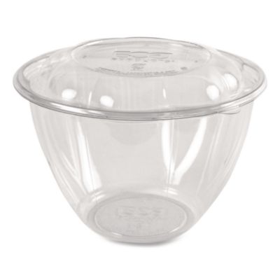 Eco-Products Renewable and Compostable Salad Bowls with Lids, 48 oz, Clear, Plastic, 150/Carton (EPSB48)