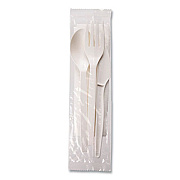 Eco-Products EcoSense Renewable PSM Wrapped Cutlery Kit, Fork/Knife/Napkin/Spoon, Plastic, White, 250/Carton (EPS005)