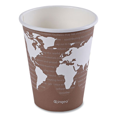 Eco-Products World Art Renewable and Compostable Hot Cups, 8 oz, Paper, Plum, 50/Pack (EPBHC8WAPK)